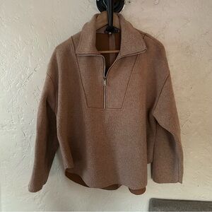 Zara Brown Quarter-Zip Sweater